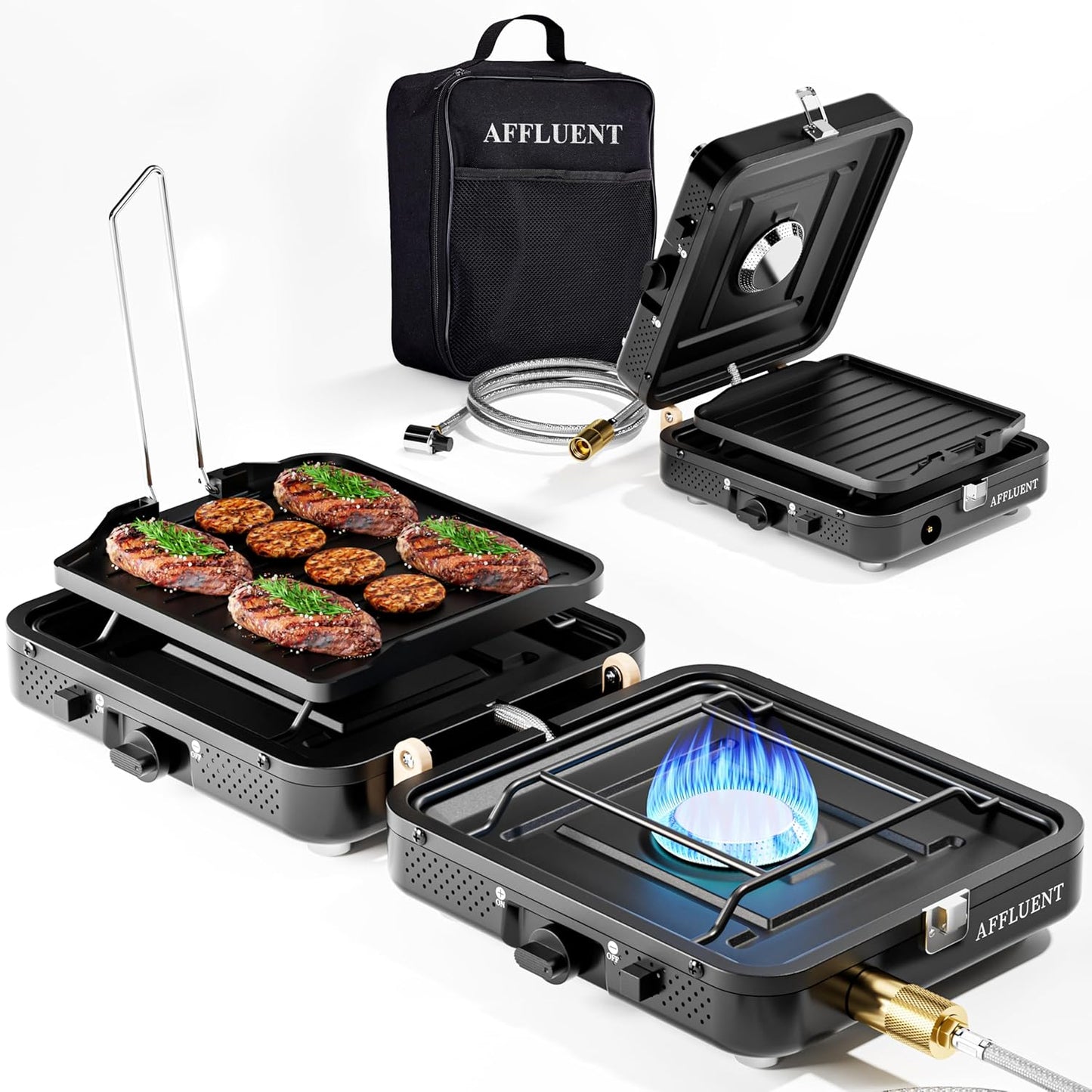 AFFLUENT 2 Burner Propane Camping Stove with Grill for BBQ
