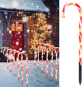 Candy Cane Pathway Lights 12 Pack - Warm White Pre-Lit Path Markers