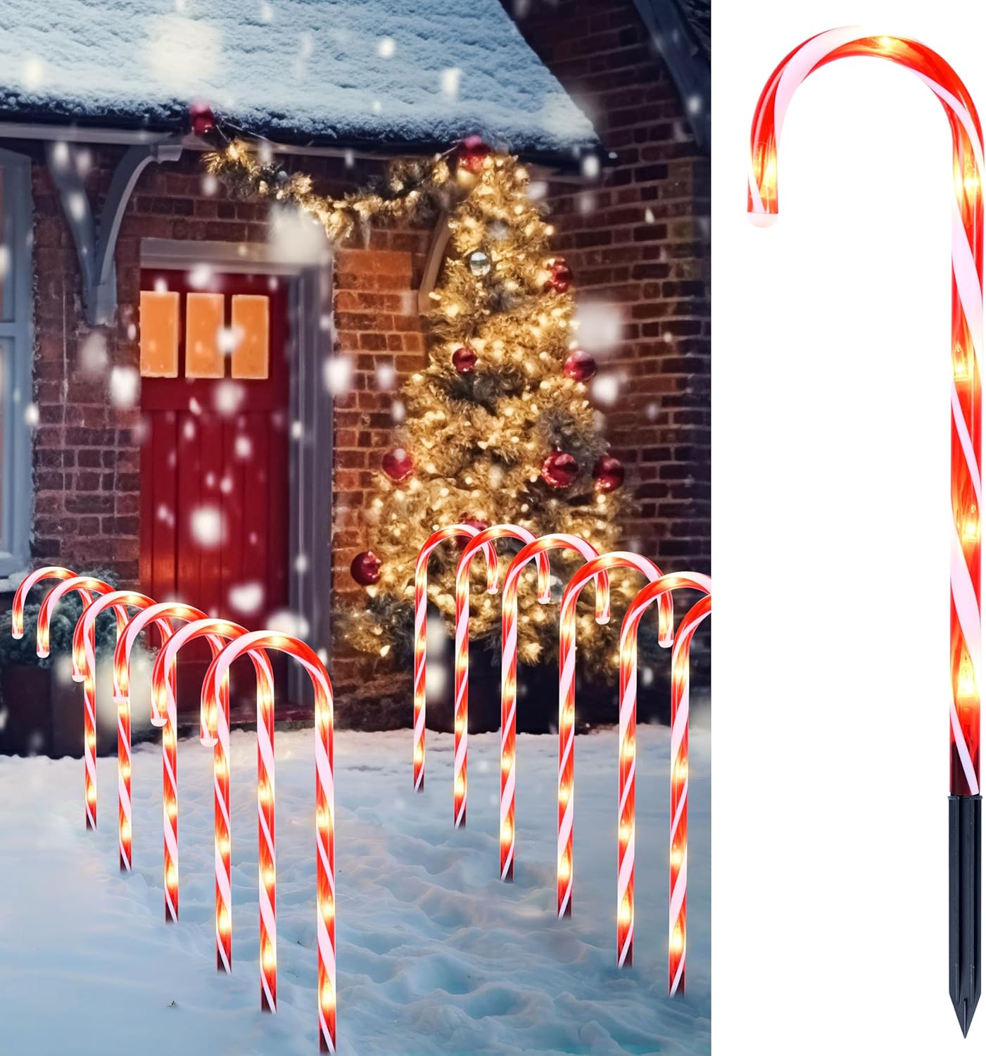 Pre-lit Candy Cane Pathway Markers for Festive Outdoor Decor