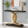 Gold Entryway Table Faux Marble Console - Modern 39 in