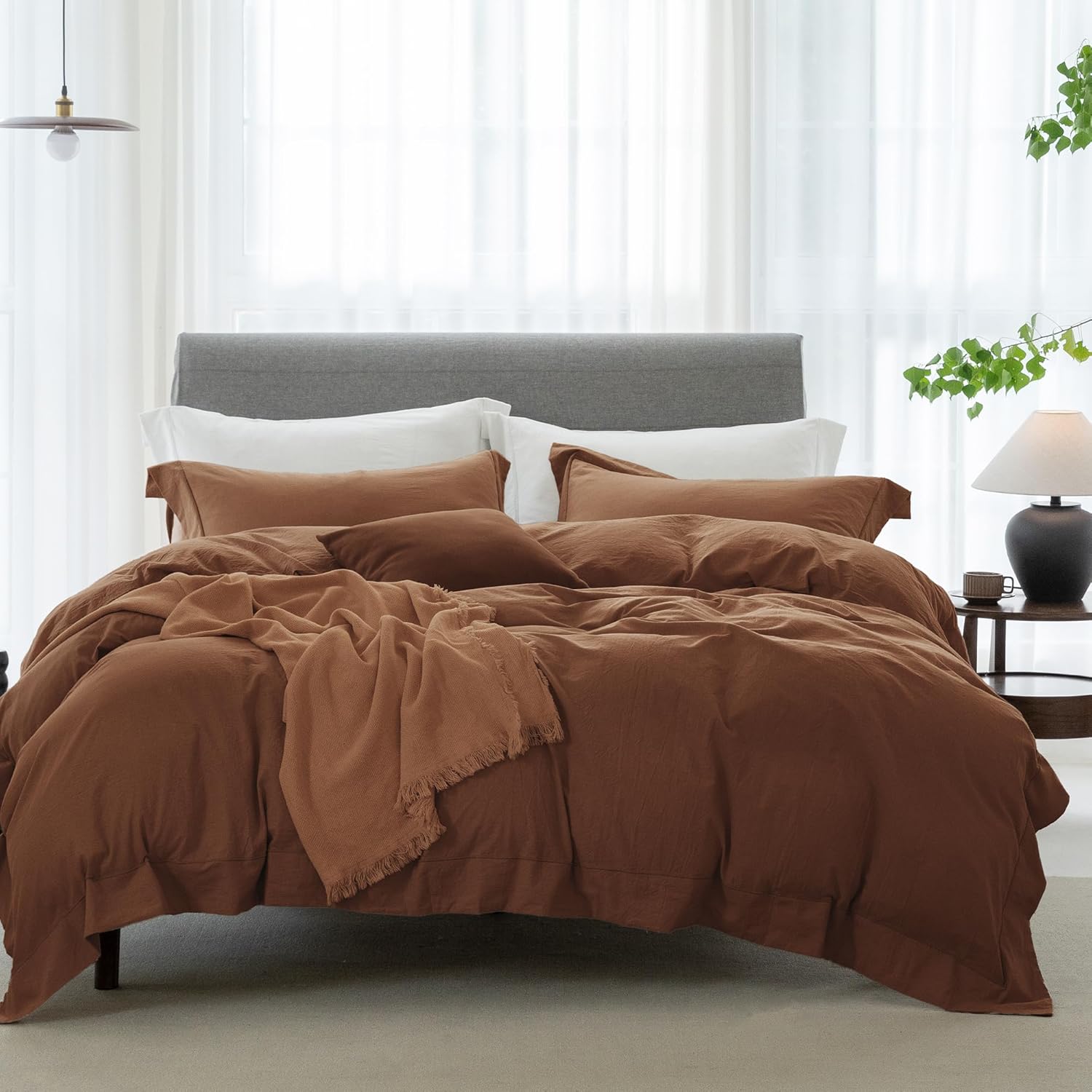 Cooling Queen Duvet Cover Set with Chic Wide Trim Design