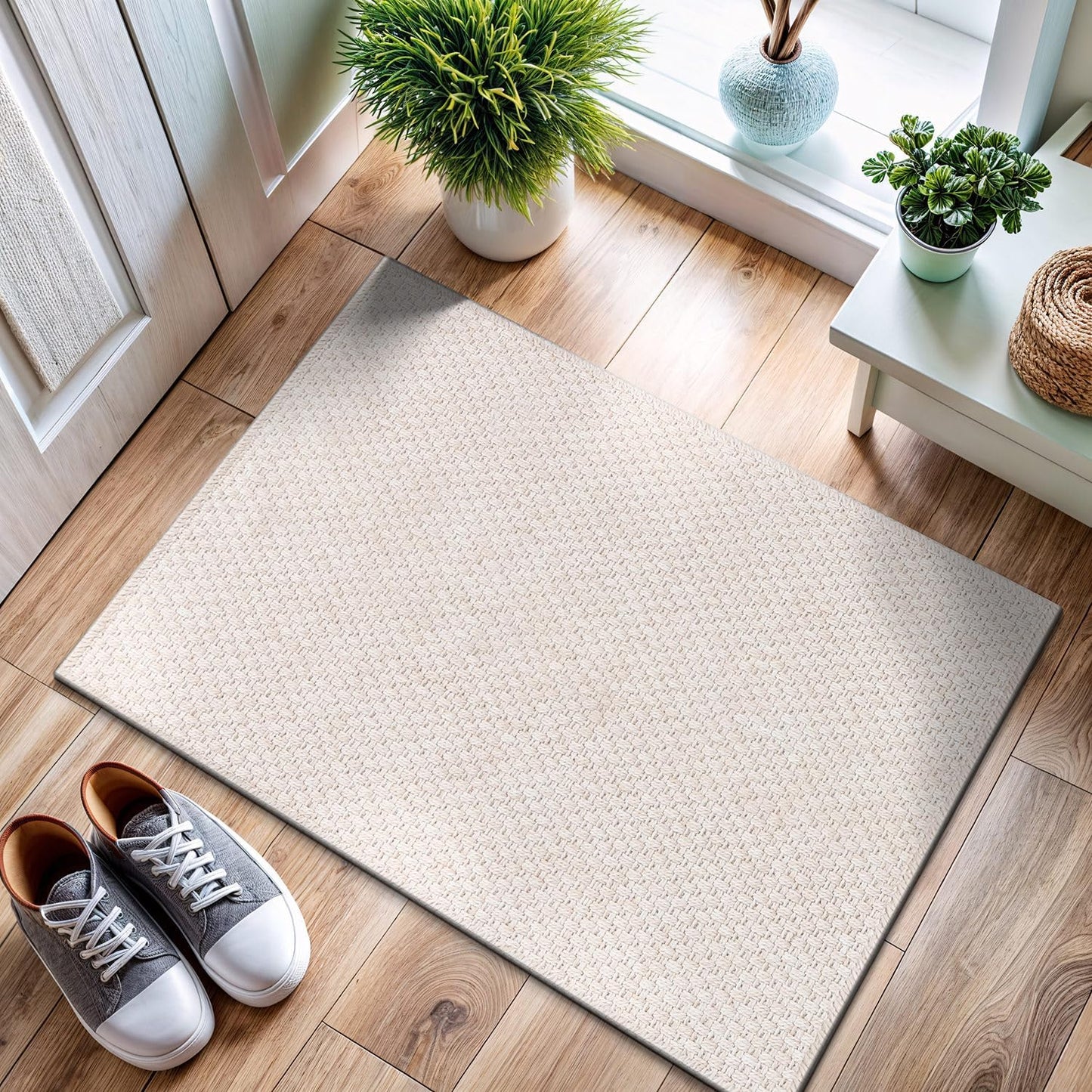CAMILSON Easy Jute Rug 2x3 for Indoor Outdoor Use, Off-White