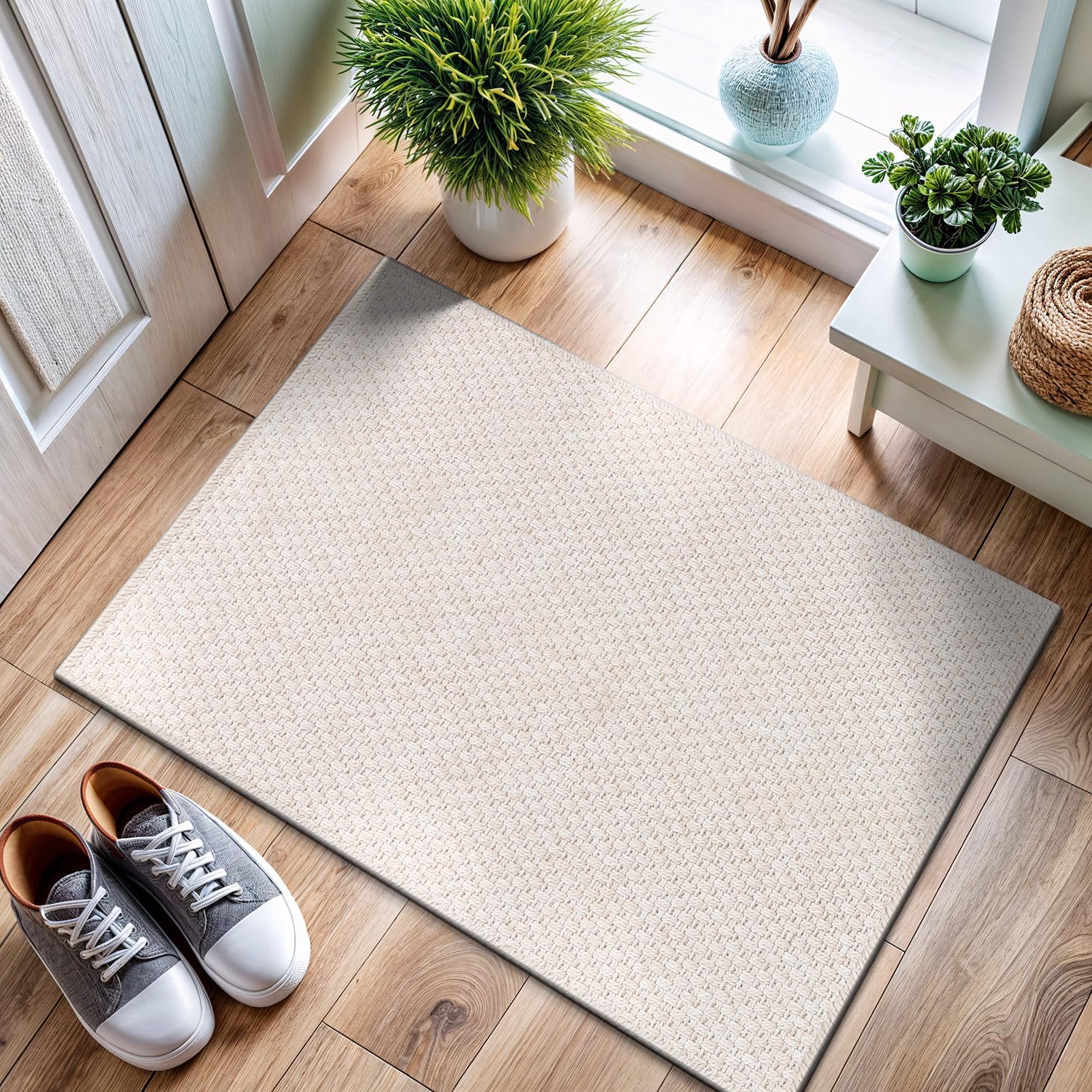 CAMILSON Easy Jute Rug 2x3 for Indoor Outdoor Use, Off-White