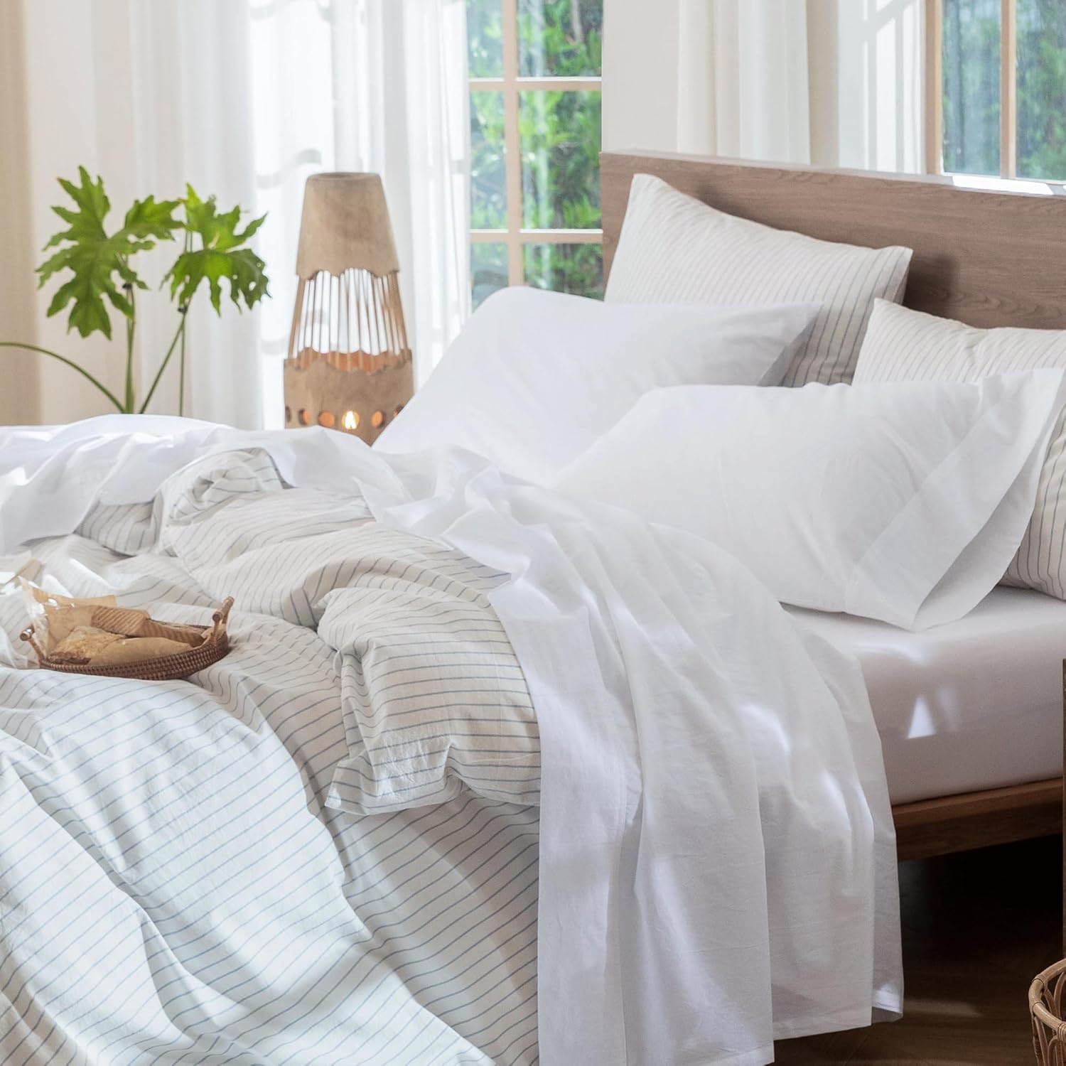 MooMee Bedding Sheet Set Twin XL 100% Washed Cotton Soft Comfort
