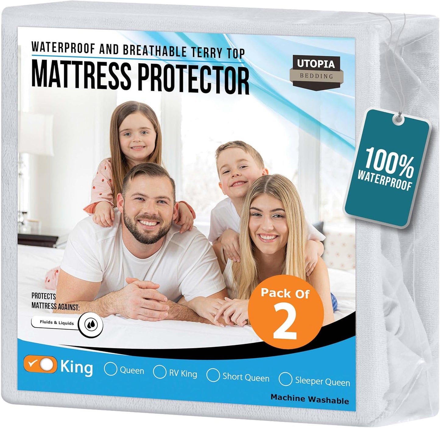 Utopia Bedding Waterproof Mattress Protector King Size 2 Pack