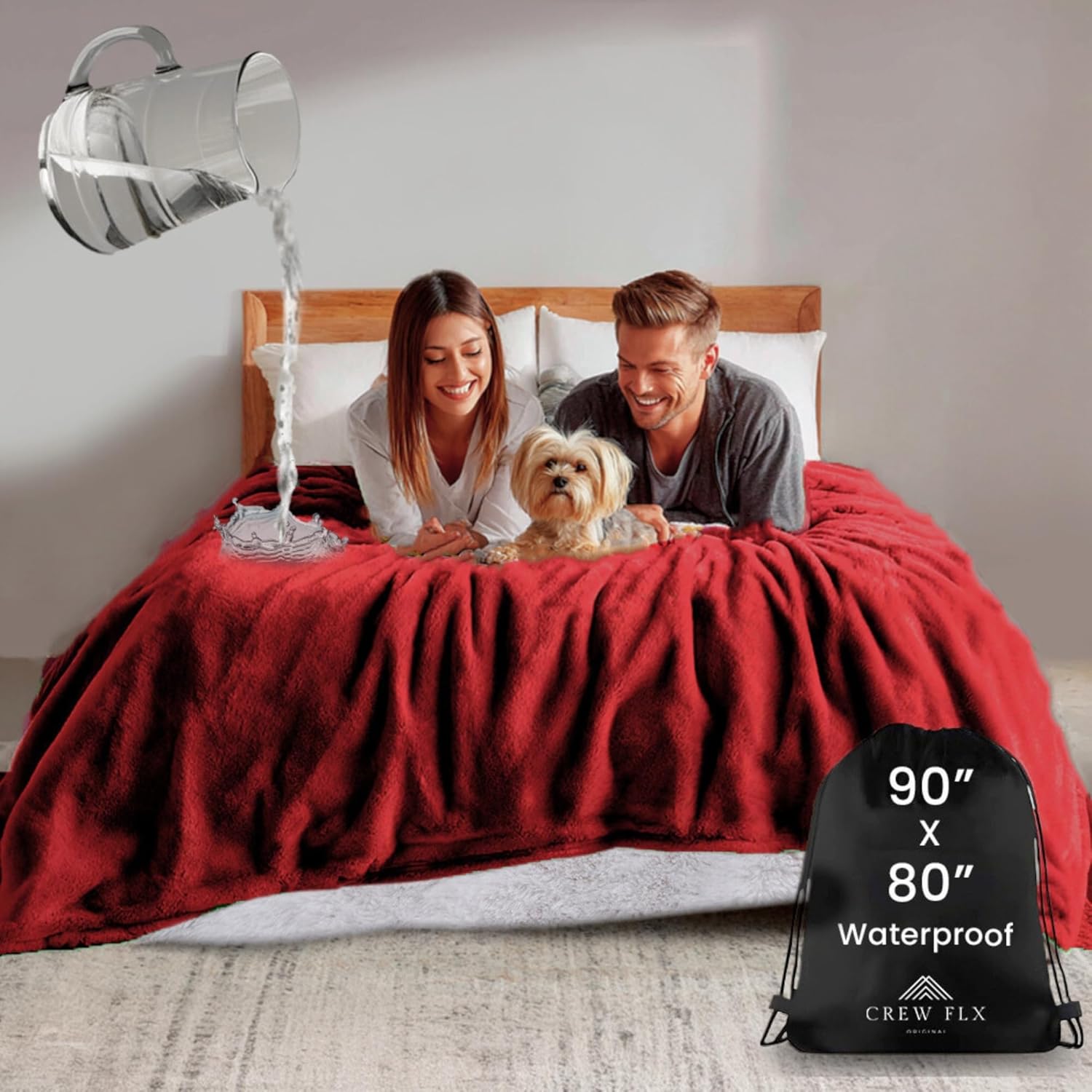 Waterproof Blanket for Bed King Size - Reversible Sherpa Throw
