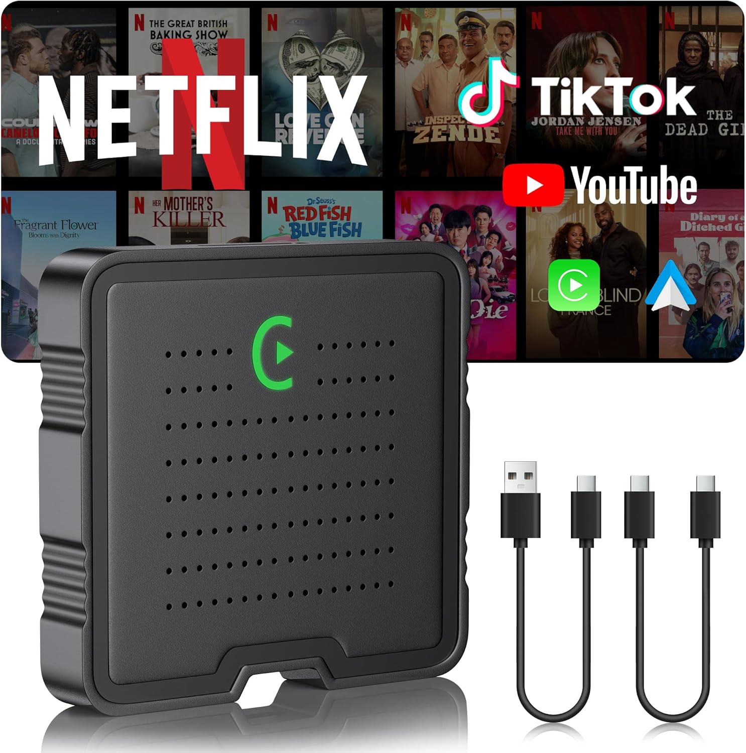 2-in-1 Wireless CarPlay Adapter for Streaming Videos and Music