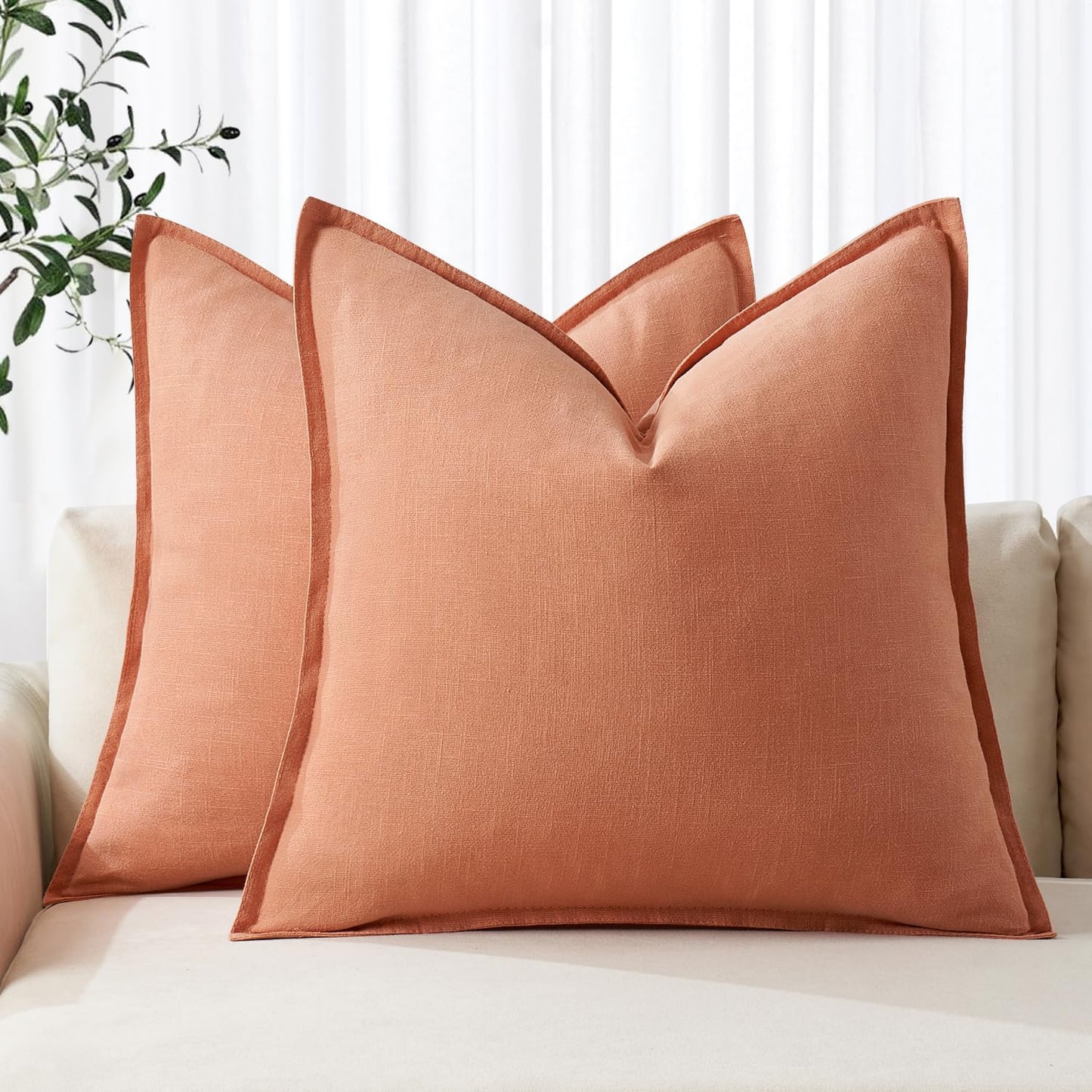 MIULEE Decorative Linen Euro Sham Pillow Covers for Modern Decor