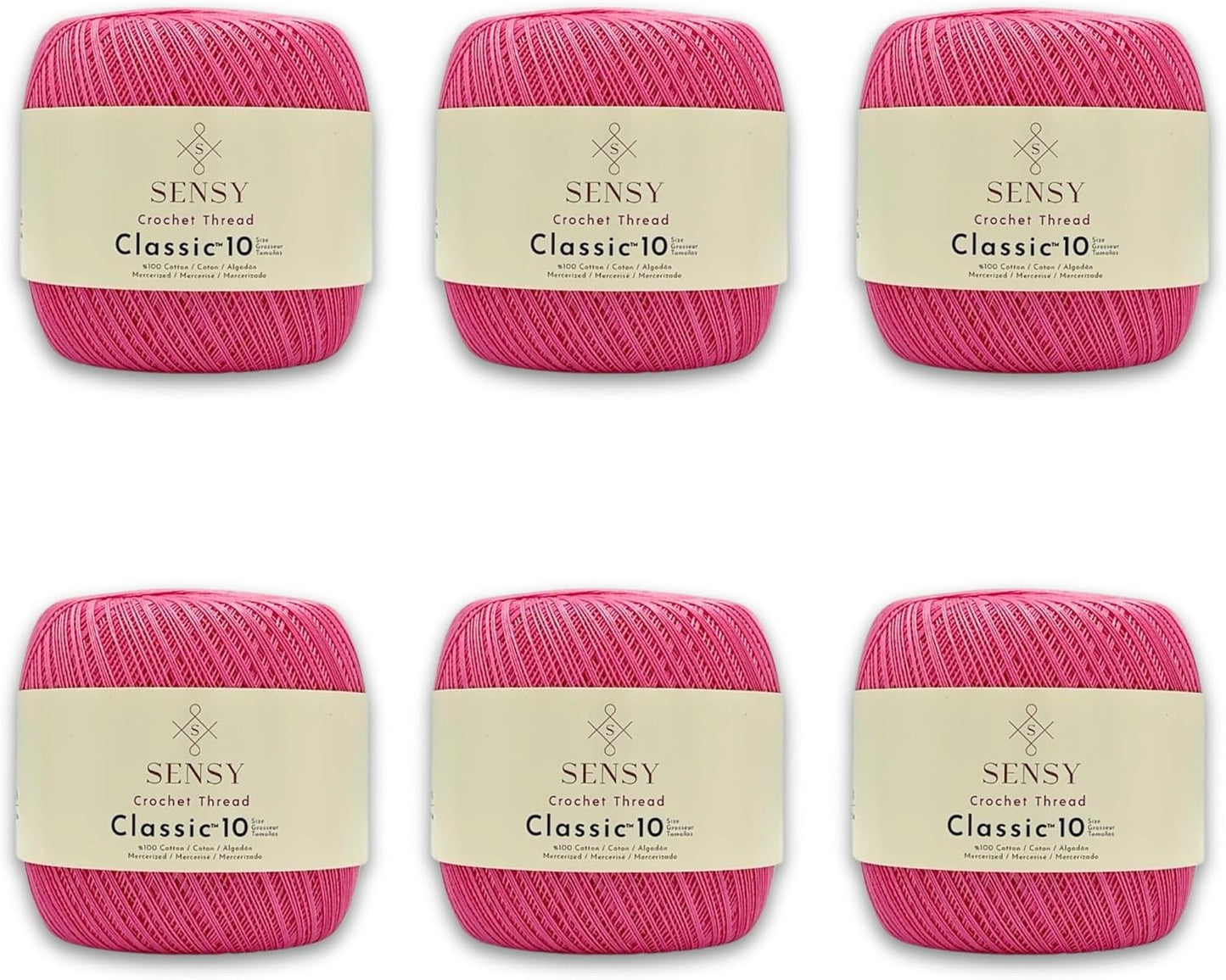 6 Skeins of Sensy Crochet Thread Classic Size 10 for Crafting