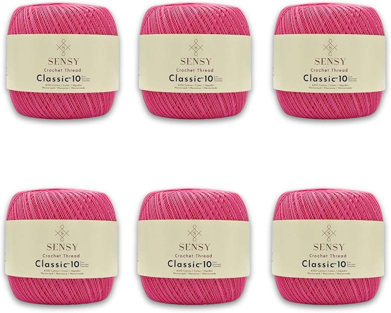 6 Skeins of Sensy Crochet Thread Classic Size 10 for Crafting