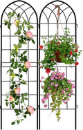 LZRS 2 Pack 71x20in Rustic Iron Arch Garden Trellis - Durable Support