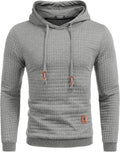 Mens Waffle Knit Hooded Sweatshirt Pullover - Soft Casual Comfort