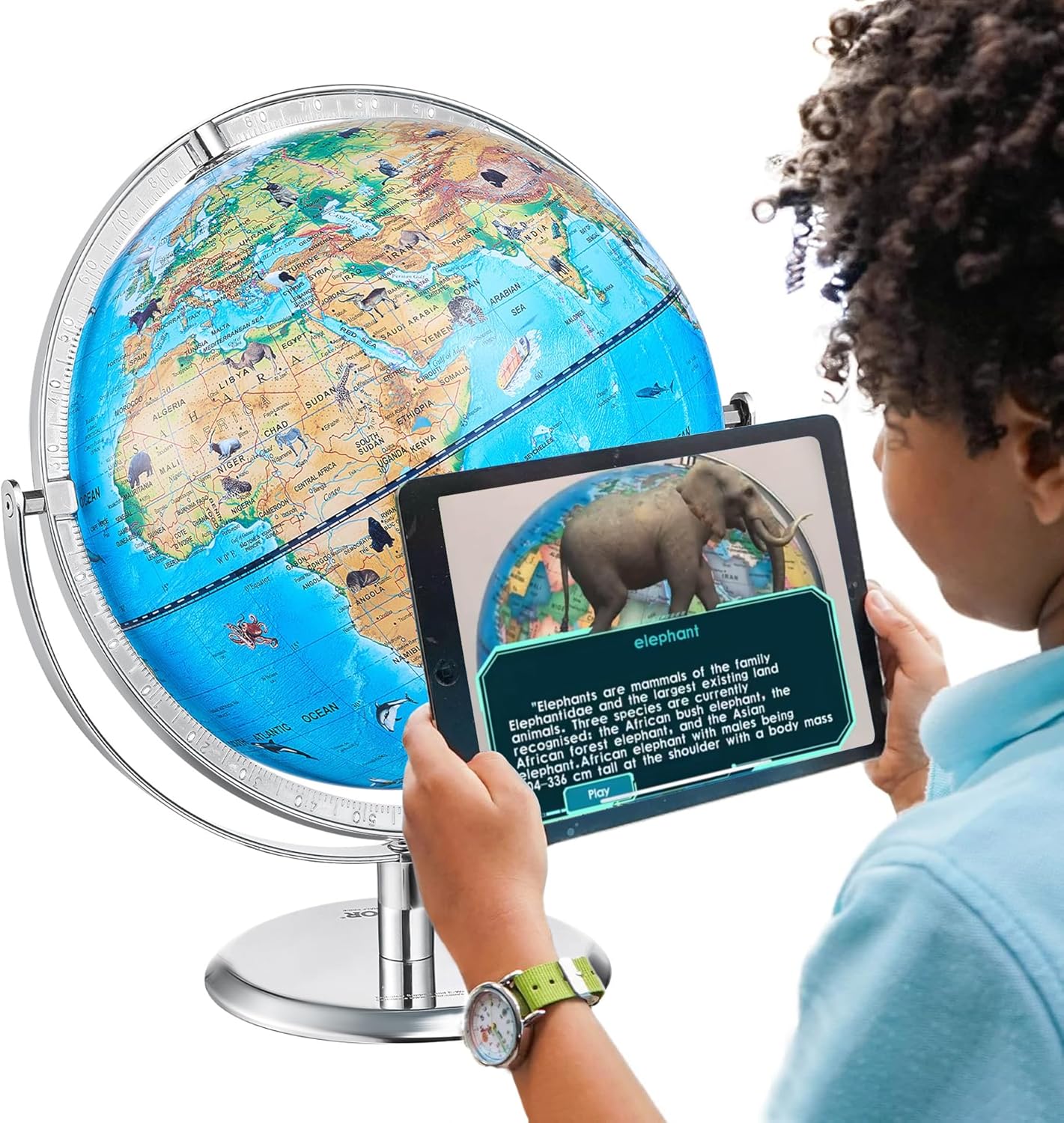 VEVOR Educational World Globe for Kids with AR and Night Light