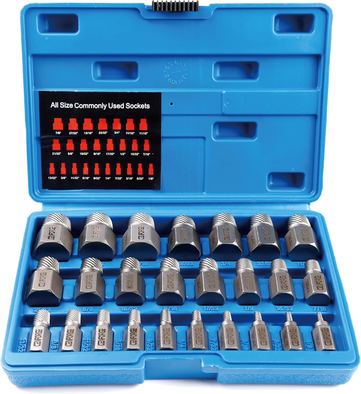 25-Piece Screw Extractor Set for Easy Out Bolt Removal Tasks
