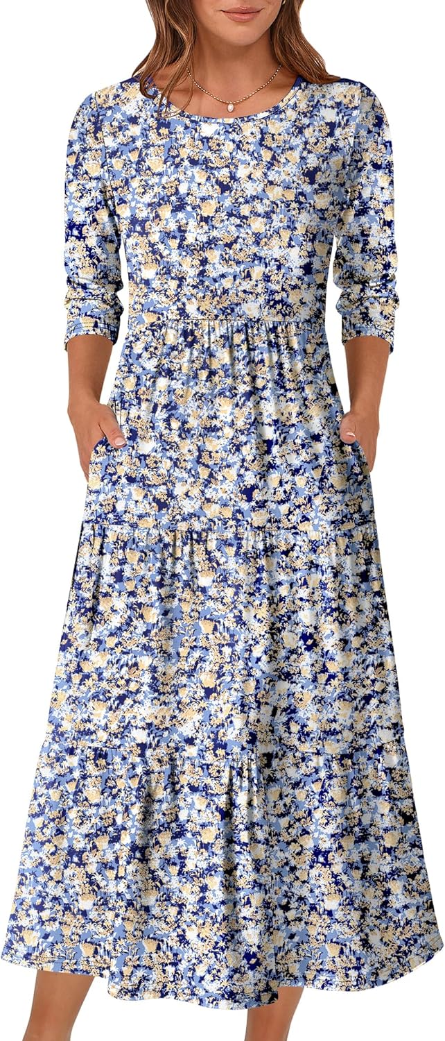 Prinbara Women's Casual Maxi Floral Dress for Summer Style