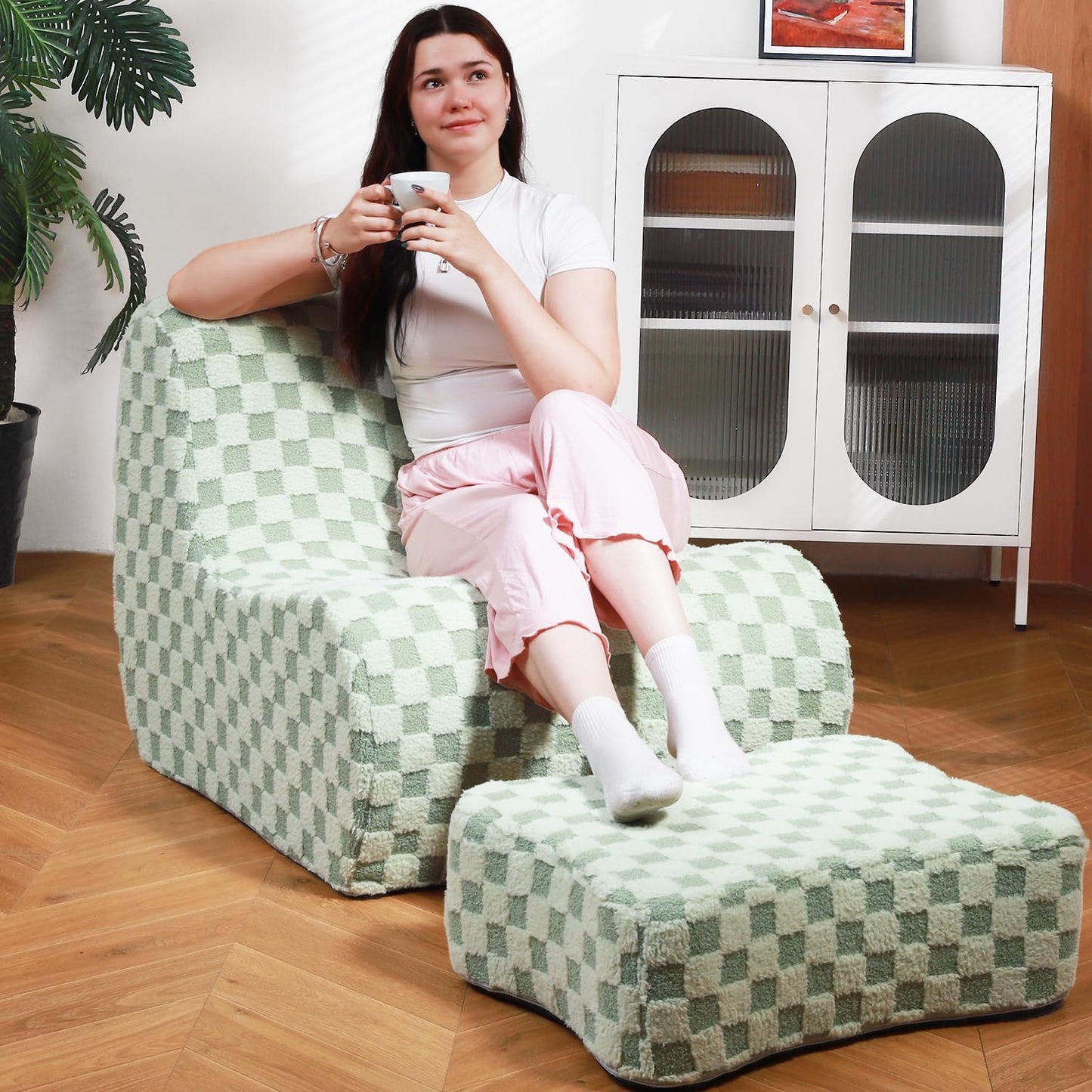 Snug Sofee: Mint Green Bean Bag Chair Set
