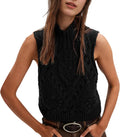 Turtleneck Crochet Sweater Vest - Lightweight Fall Knit Layer