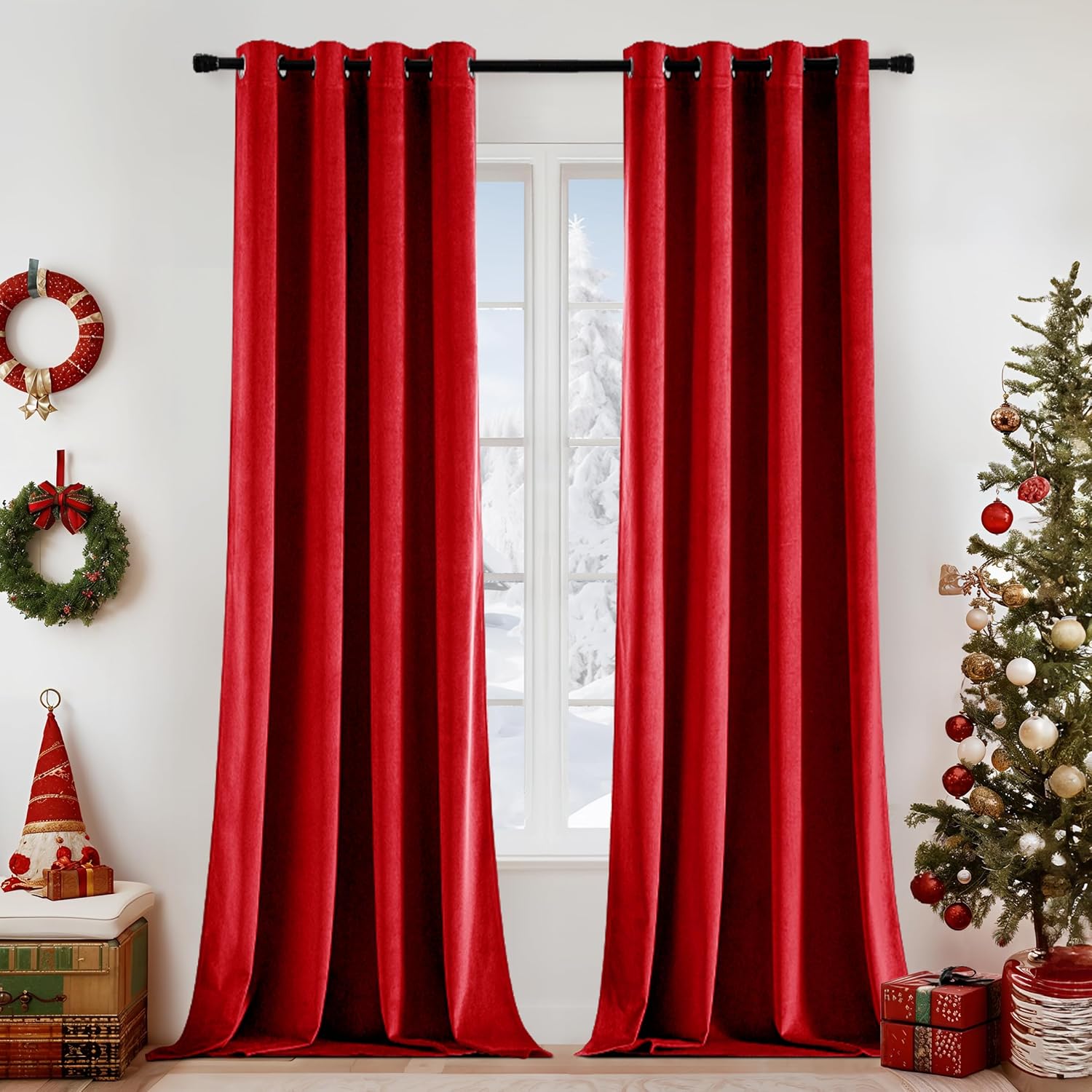 EMEMA Velvet Curtains 84 Inch Length for Elegant Room Darkening