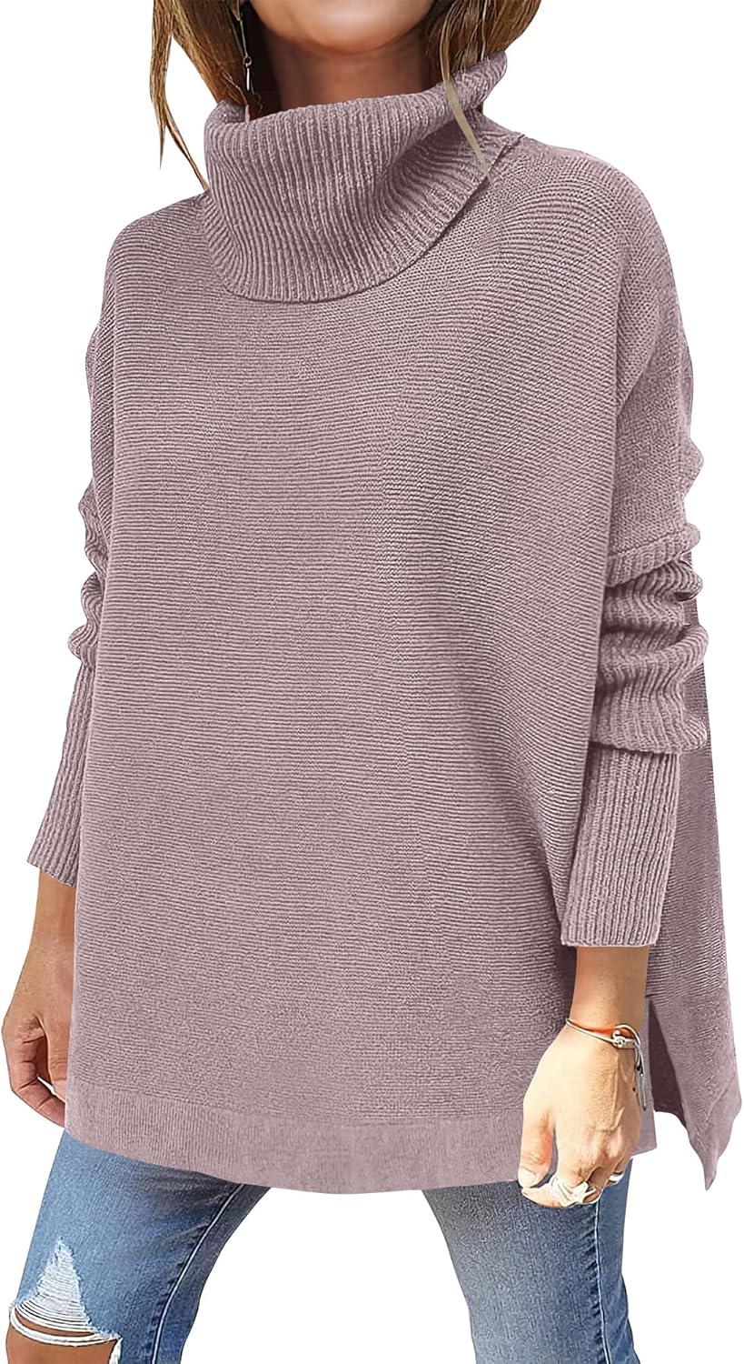 Oversized Turtleneck Batwing Sleeve Sweater for Fall Style