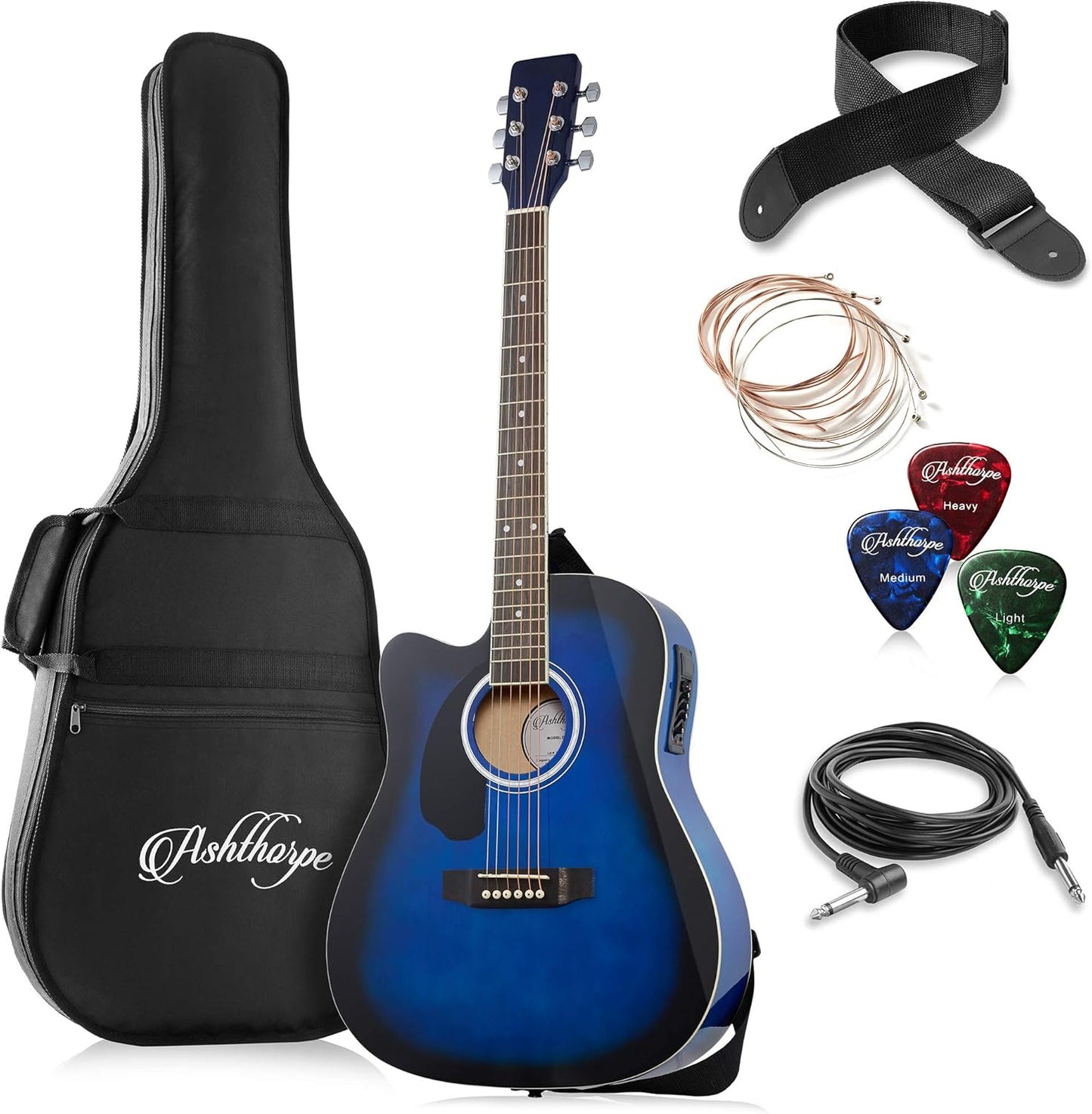Ashthorpe Left-Handed Acoustic-Electric Guitar - Premium Tonewoods