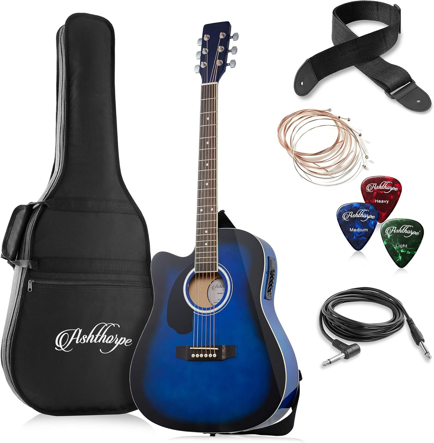 Ashthorpe Left-Handed Acoustic-Electric Guitar - Premium Tonewoods