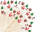 Vintage Christmas Cocktail Picks - Festive Bamboo Skewers