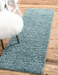 Unique Loom Solid Shag Area Rug Runner Light Slate Blue - Soft Comfort