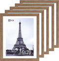 VCK 16x20 Picture Frames for Wall 5 Pack - Brown Walnut Wood Poster