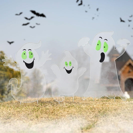 Glitzhome 40 H Halloween Ghost Family Yard Stake Set for Decor