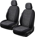 Fabric Car Seat Covers Black with Airbag Universal Fit - Front Set