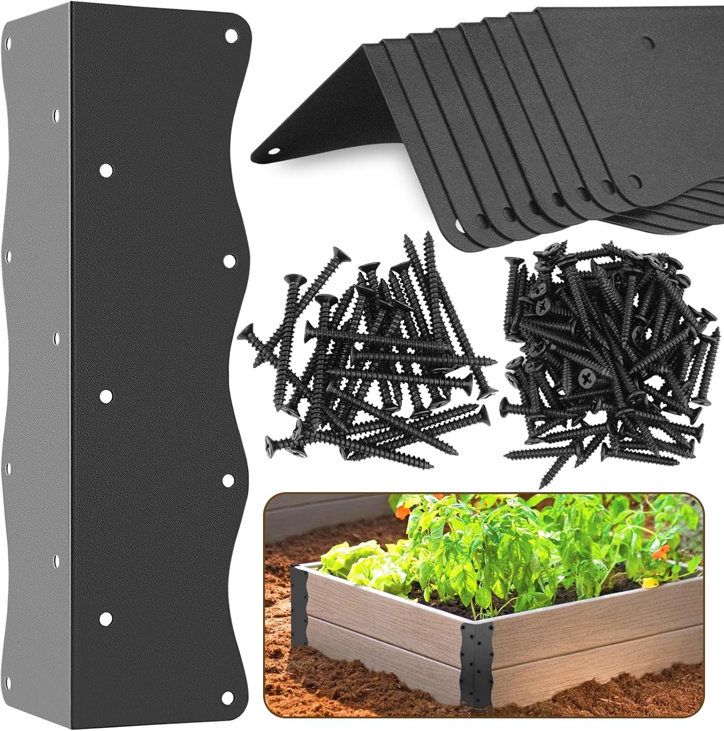 8-Pack Heavy-Duty Metal Corner Brackets for Garden Beds
