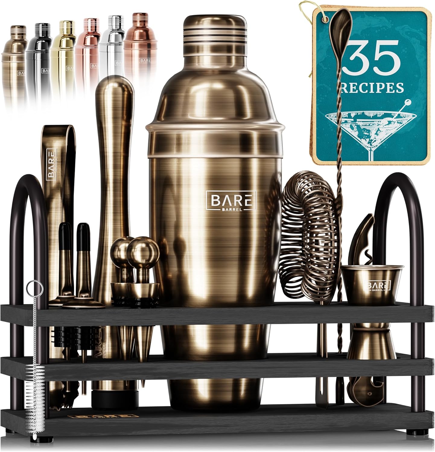 BARE BARREL Mixology Bartender Kit - 14-Piece Cocktail Set