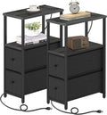 TUTOTAK Small Narrow End Table with Charging Station - Space-Saving