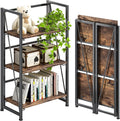 4NM No-Assembly Folding Bookshelf: Vintage 3-Tier Storage Solution