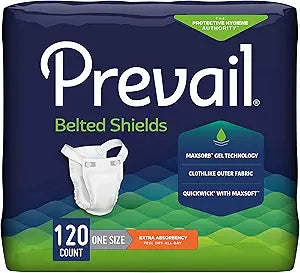 Prevail Proven Incontinence Belted Shields for Extra Absorbency