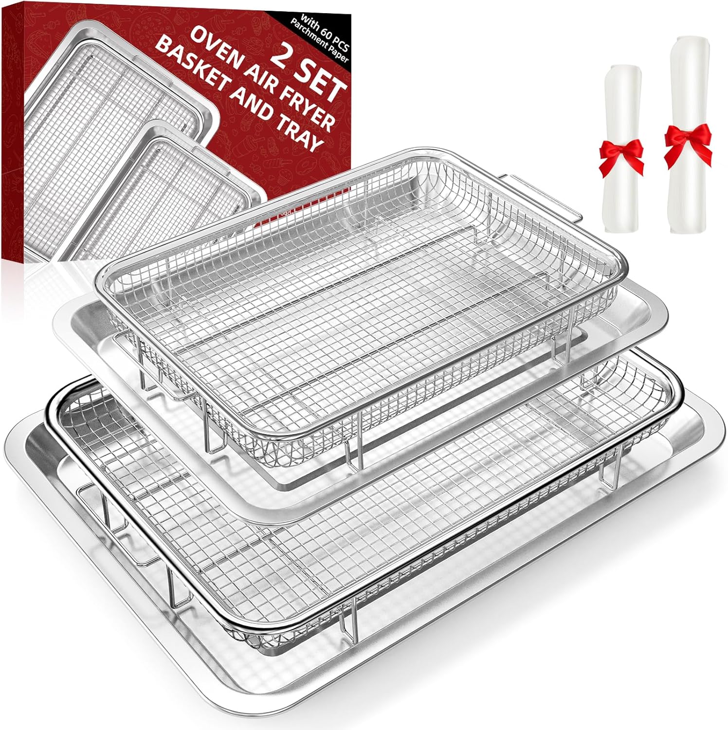 DEGOVIN Stainless Steel Air Fryer Basket Set - Crisp Perfection