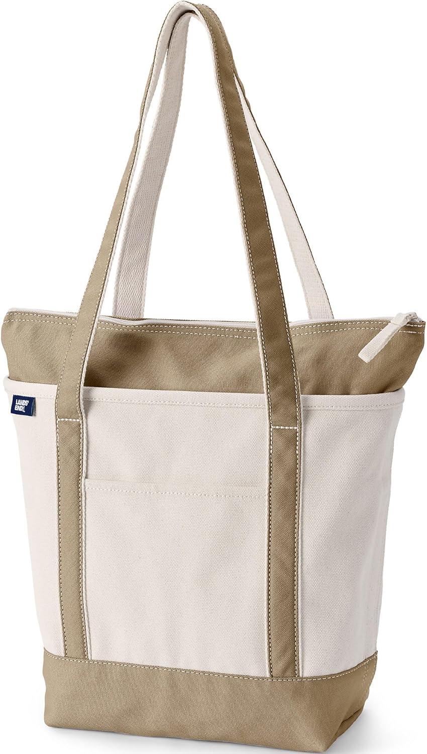 Durable Zip Top Long Handle Canvas Tote Bag for Everyday Use