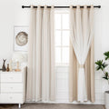 INLINAS Beige Blackout Curtains with Sheer Overlay - Light Control