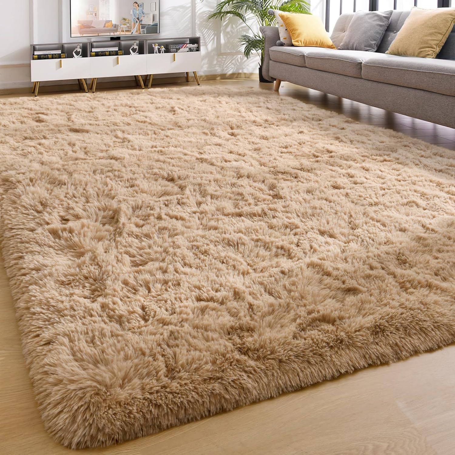 YJ.GWL Area Rugs for Living Room Bedroom, Soft Fluffy Shag Rug