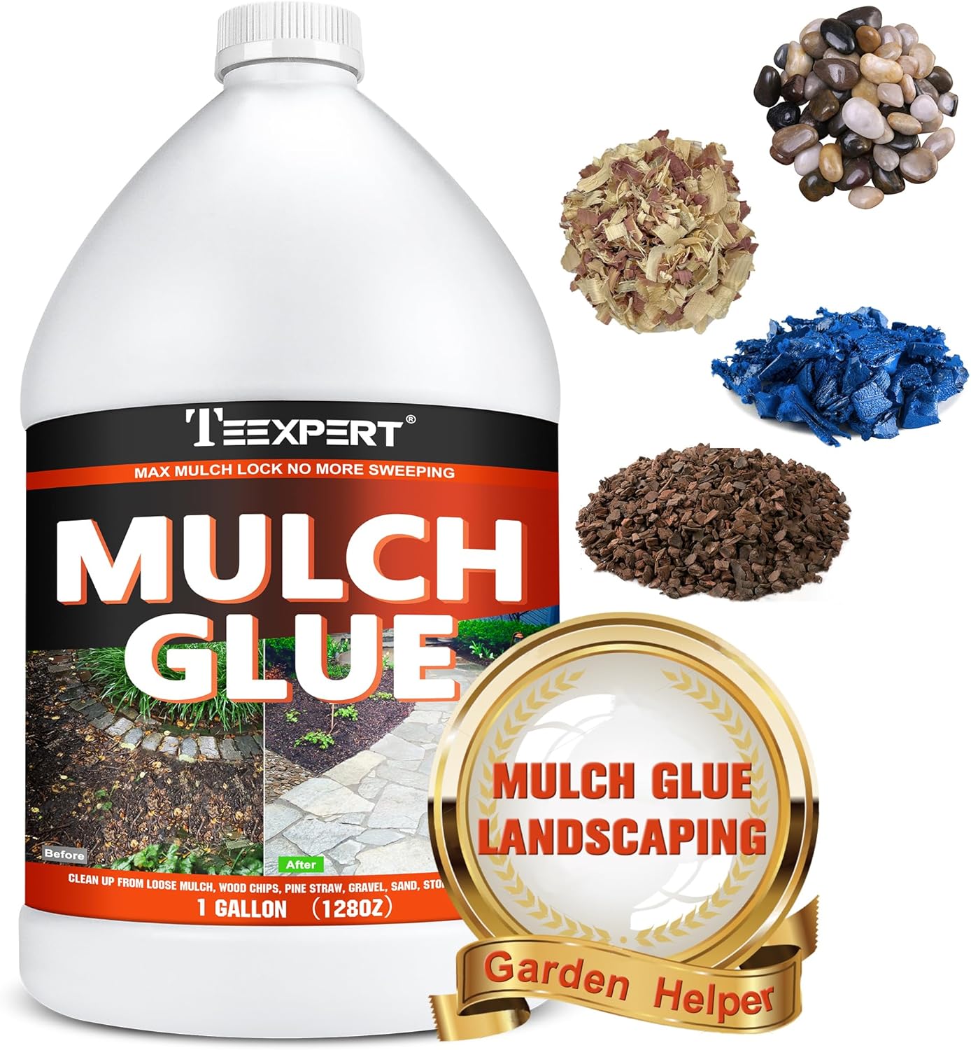 Mulch Glue for Landscaping - 1 Gallon Rock Adhesive Stabilizer