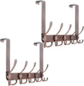Over The Door Hook Rack with 5 Tri Hooks - Space Saving Towel and Coat