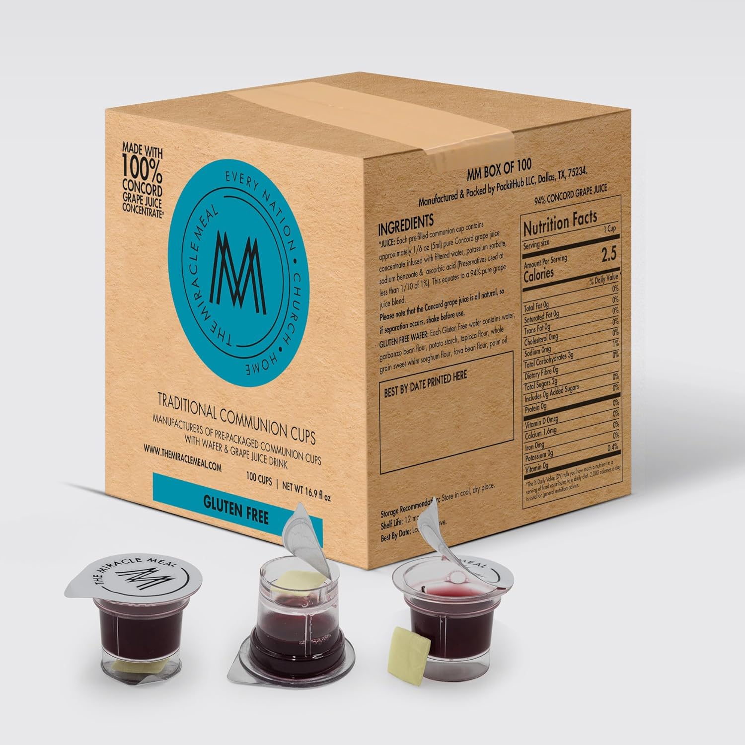 Pre Packaged Gluten Free Communion Cups with Juice and Wafer