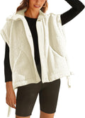 Women Oversized Fleece Vest Winter Warm Stand Collar - Cozy Layering