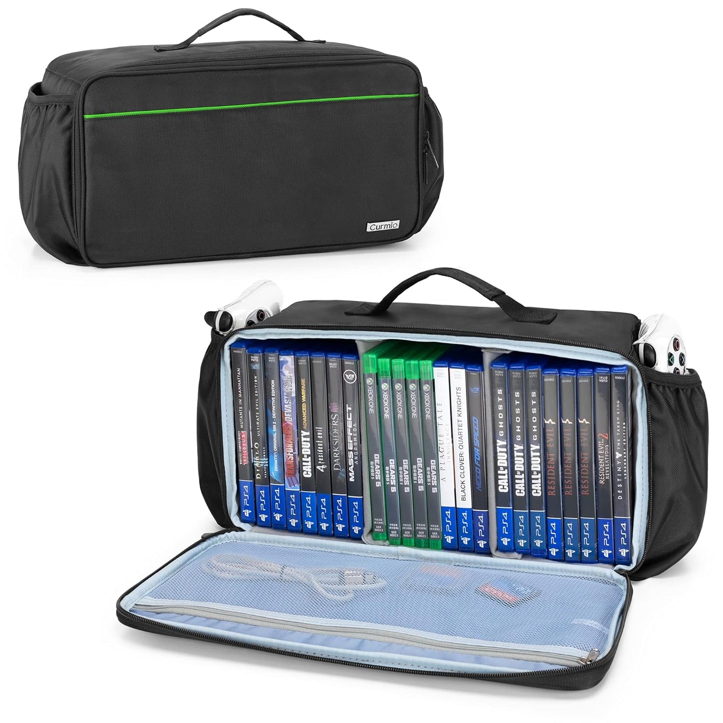 CURMIO Game Disc Storage Bag - Organize 24 Game Disks Easily!