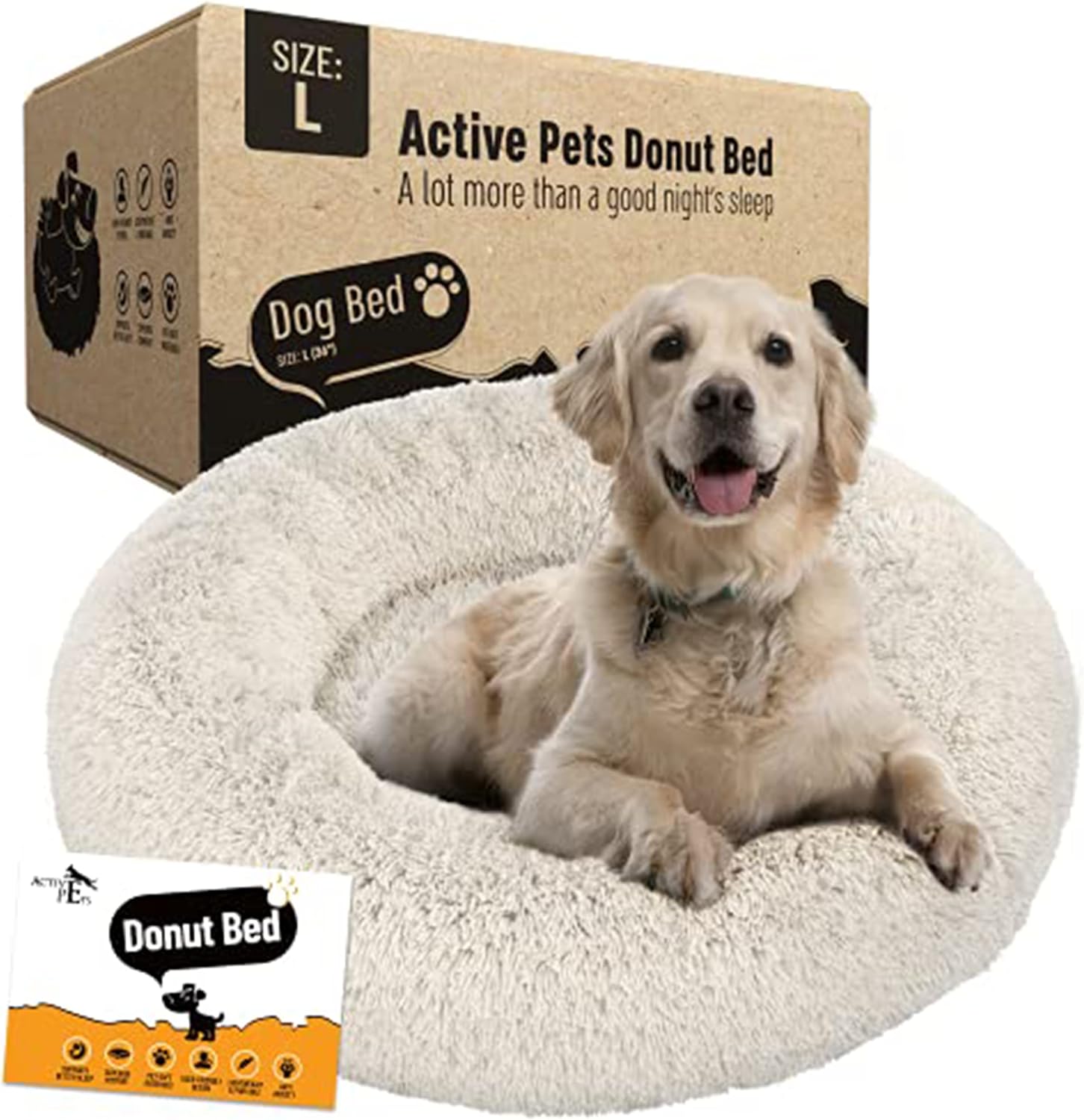 Active Pets Calming Plush Dog Bed for Joint Support and Anxiety