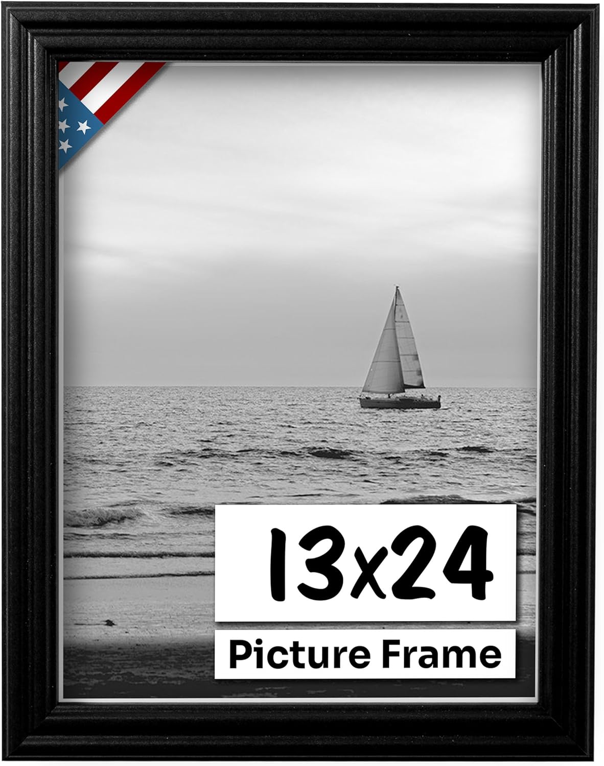 Black 13x24 Picture Frame - Handmade Solid Wood Wall Decor