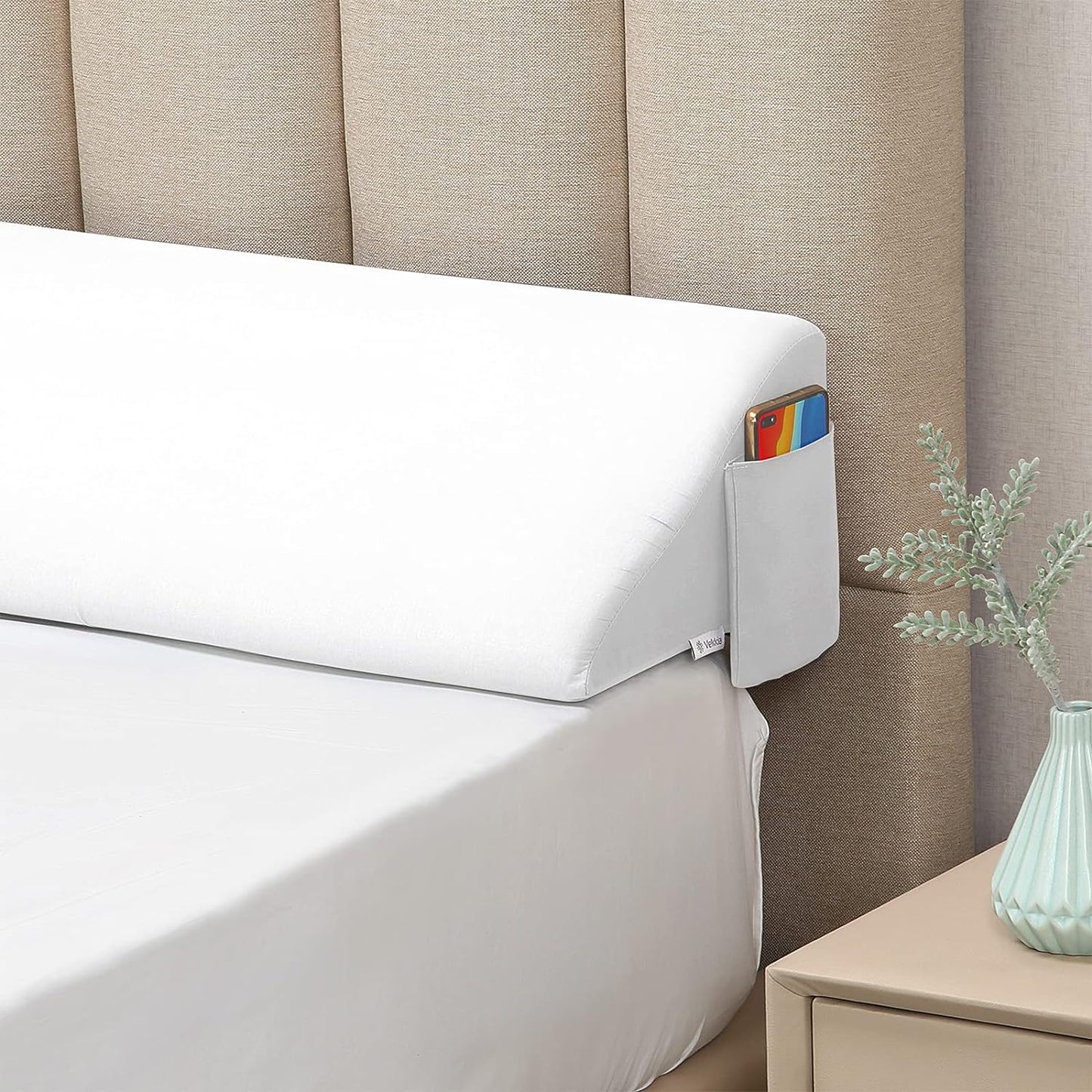 Vekkia Cal King Size Bed Wedge Pillow for Headboard Gaps