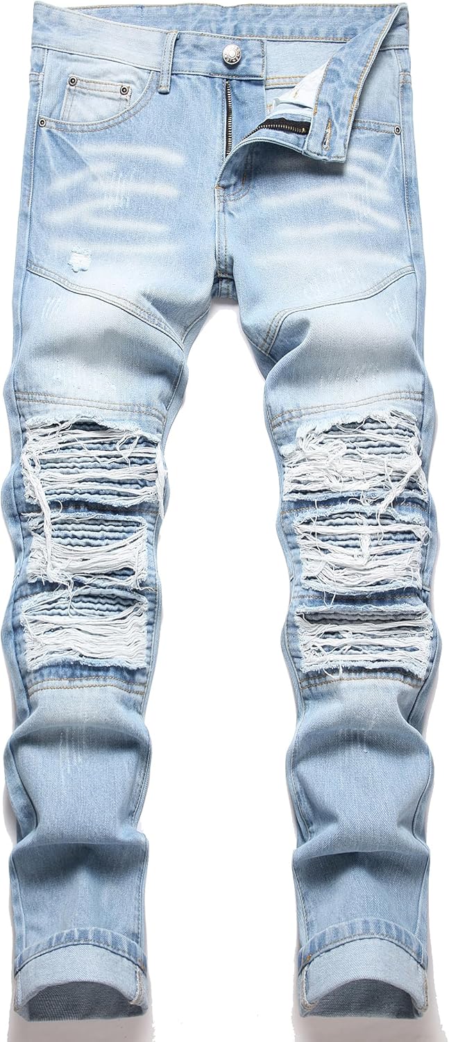 RXXKKK Men's Classic Zipper Biker Regular Fit Flex Jean Review