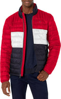 Tommy Hilfiger Mens Embroidered Logo Puffer Jacket - Lightweight Down