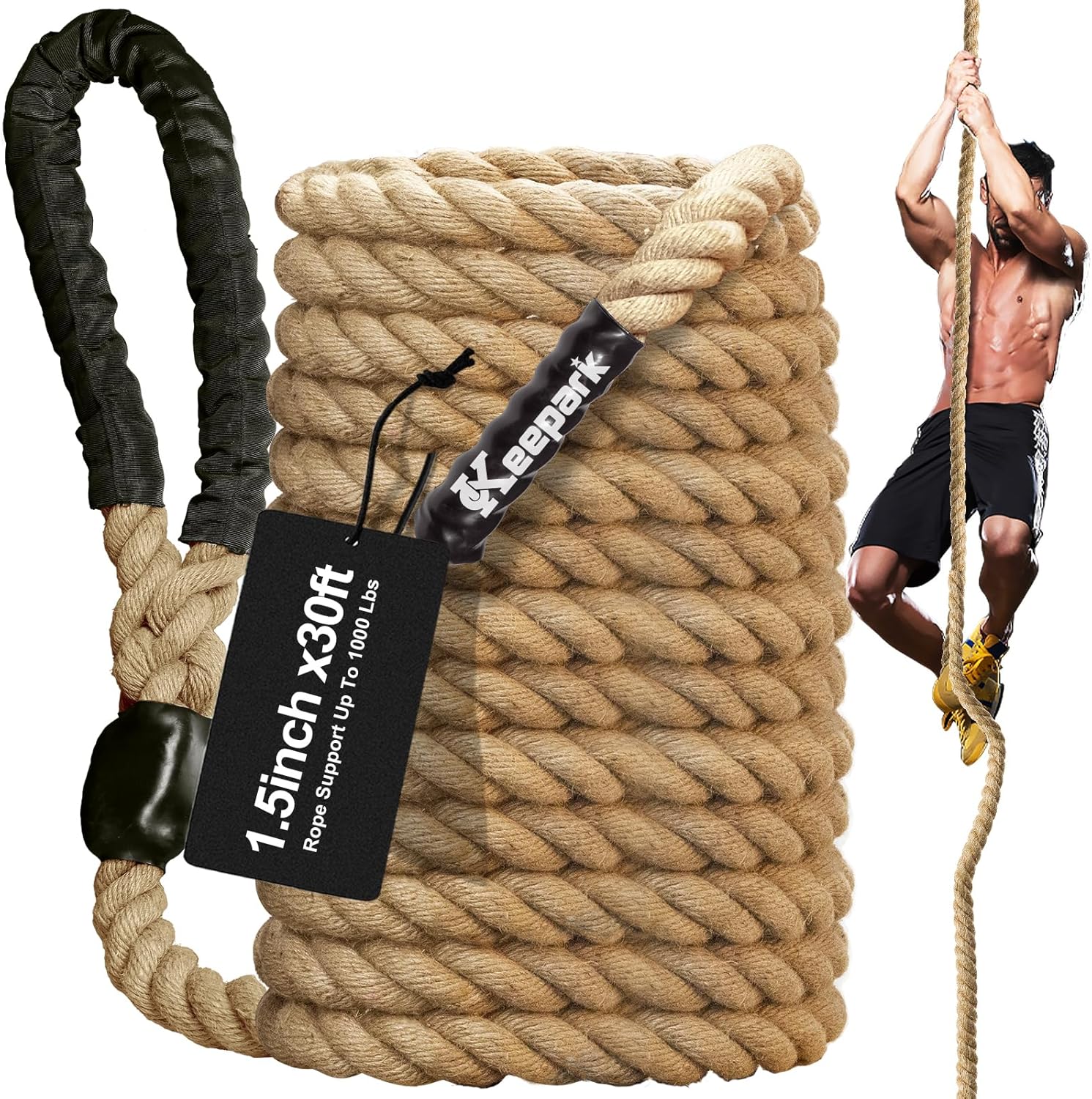 Climbing Rope 1.5 Inch Diameter for Fitness & Strength Training